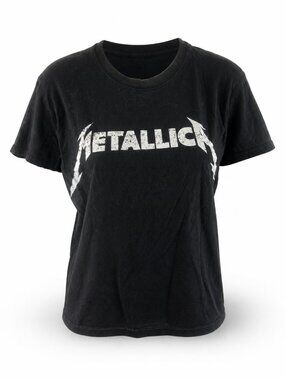 Metallica Band Tee Black Short Sleeve Vintage Look Graphic T-Shirt Size M Cotton